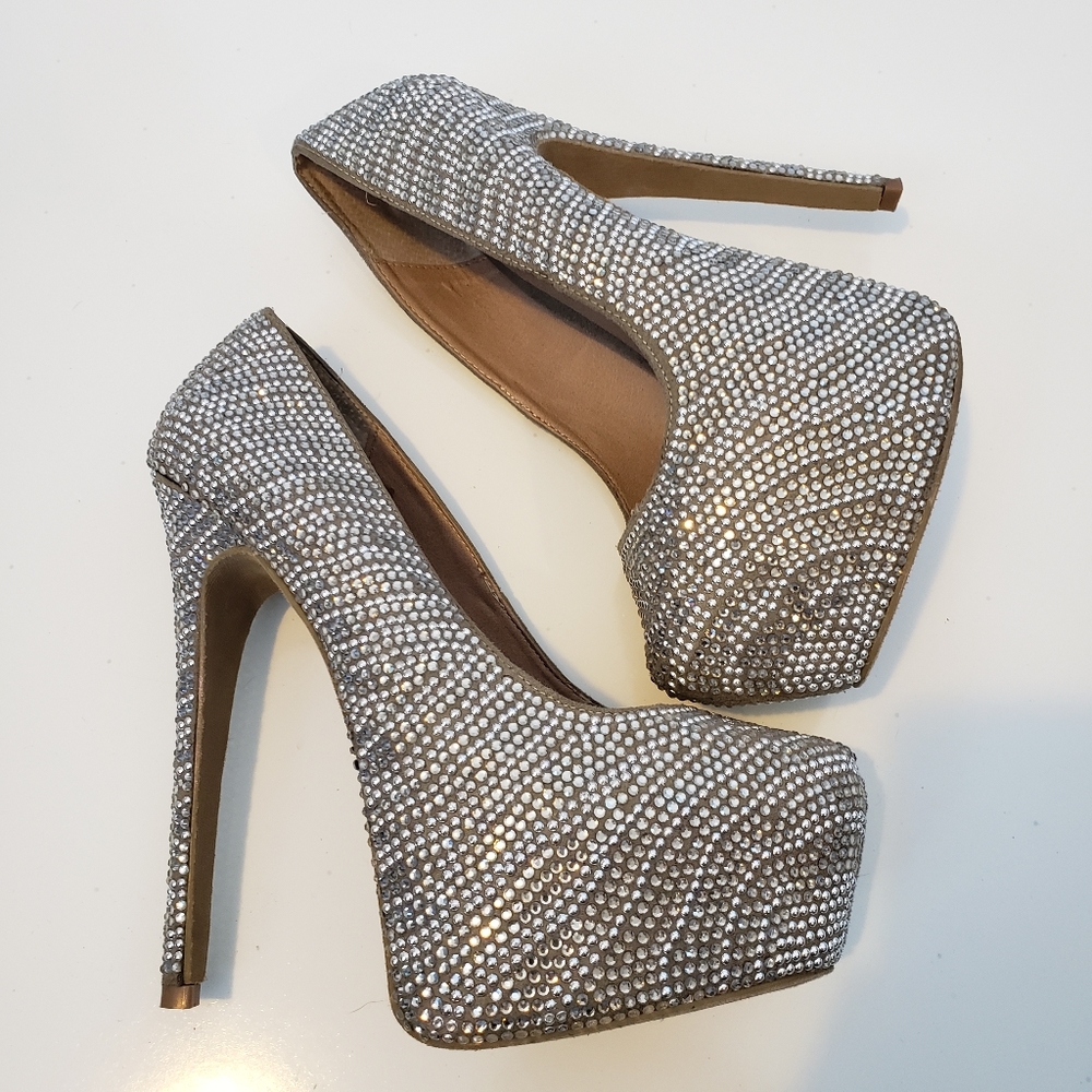 Steve Madden Rhinestone Platform Heels - Picture 2 of 8